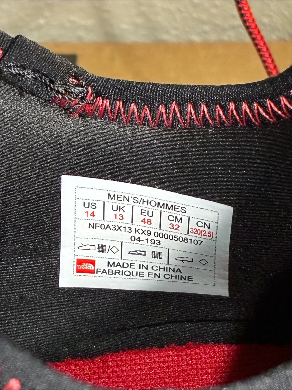 THE NORTH FACE Trail Escape Edge Hiking Shoes – Men’s Size 14 D – Black/Red